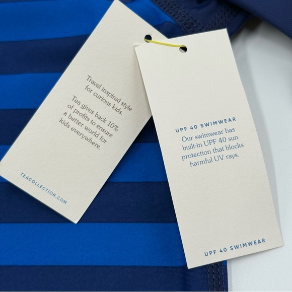 Tea Collection Boys Long Sleeve Rash Guard Navy and Blue Striped Rashguard 2 NWT - Picture 6 of 6